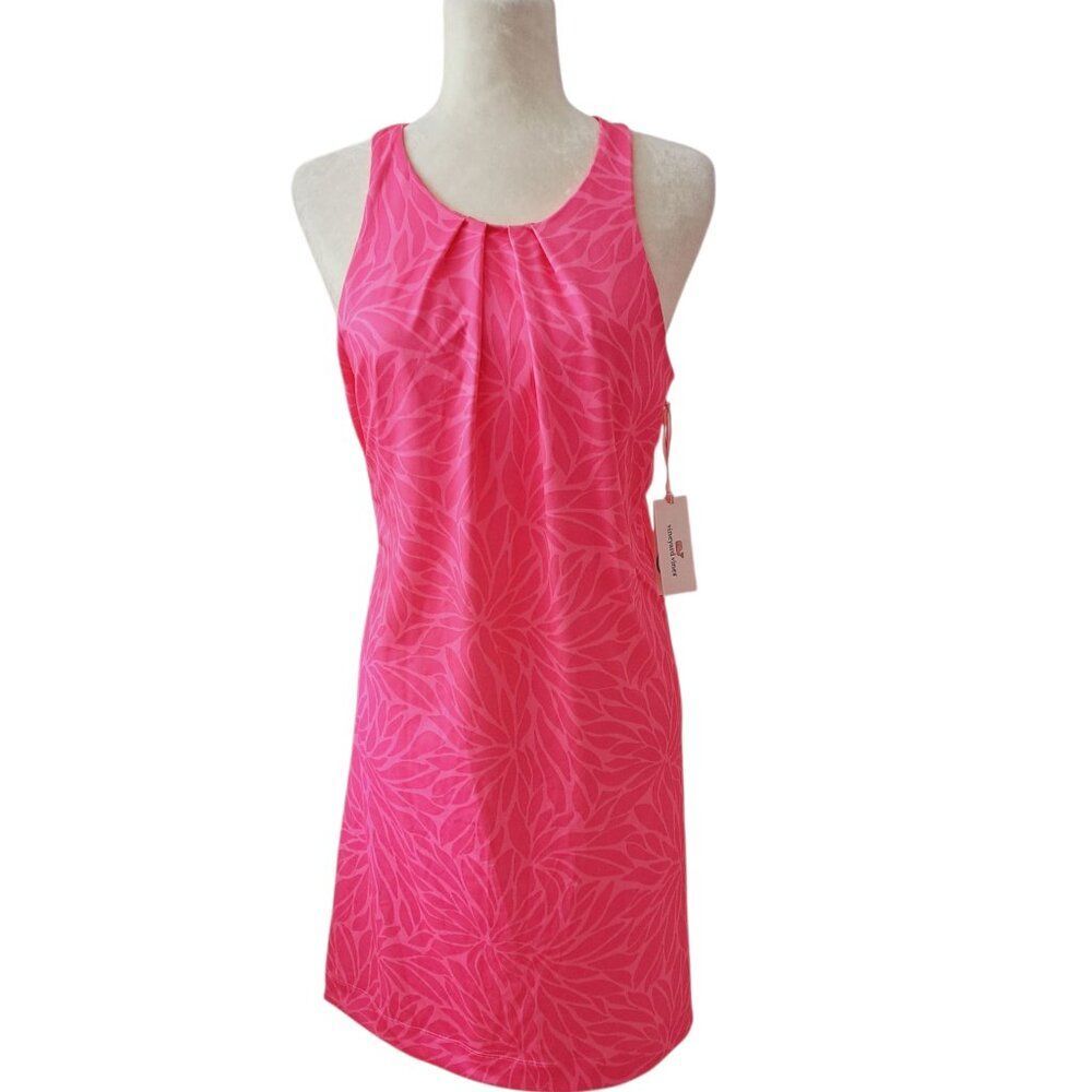 Vineyard Vines Women's In Full Bloom Sankaty Swing Dress Neon Pink UPF 50 Sz M